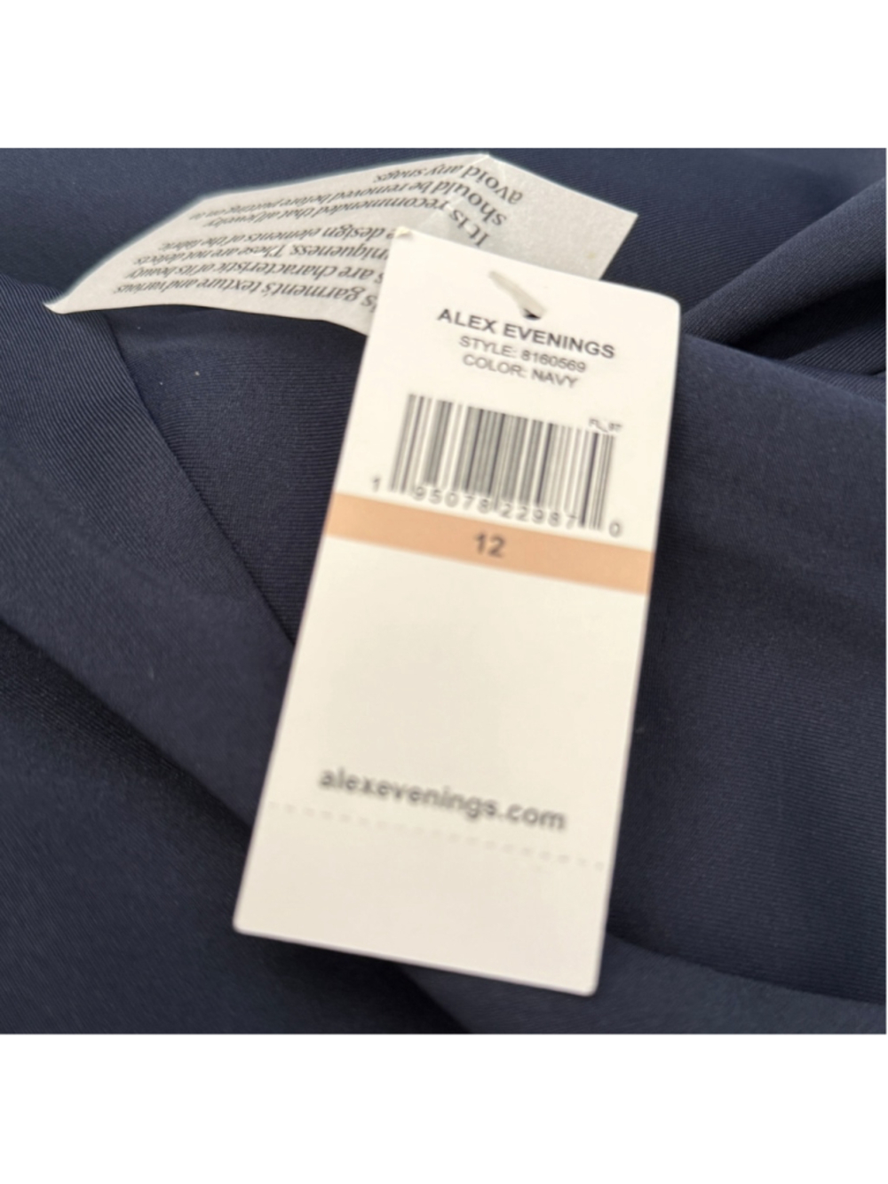 Alex Evenings Navy Ruched Cascade Evening Gown Dress Women’s Size 12 NWT Formal - Picture 4 of 8